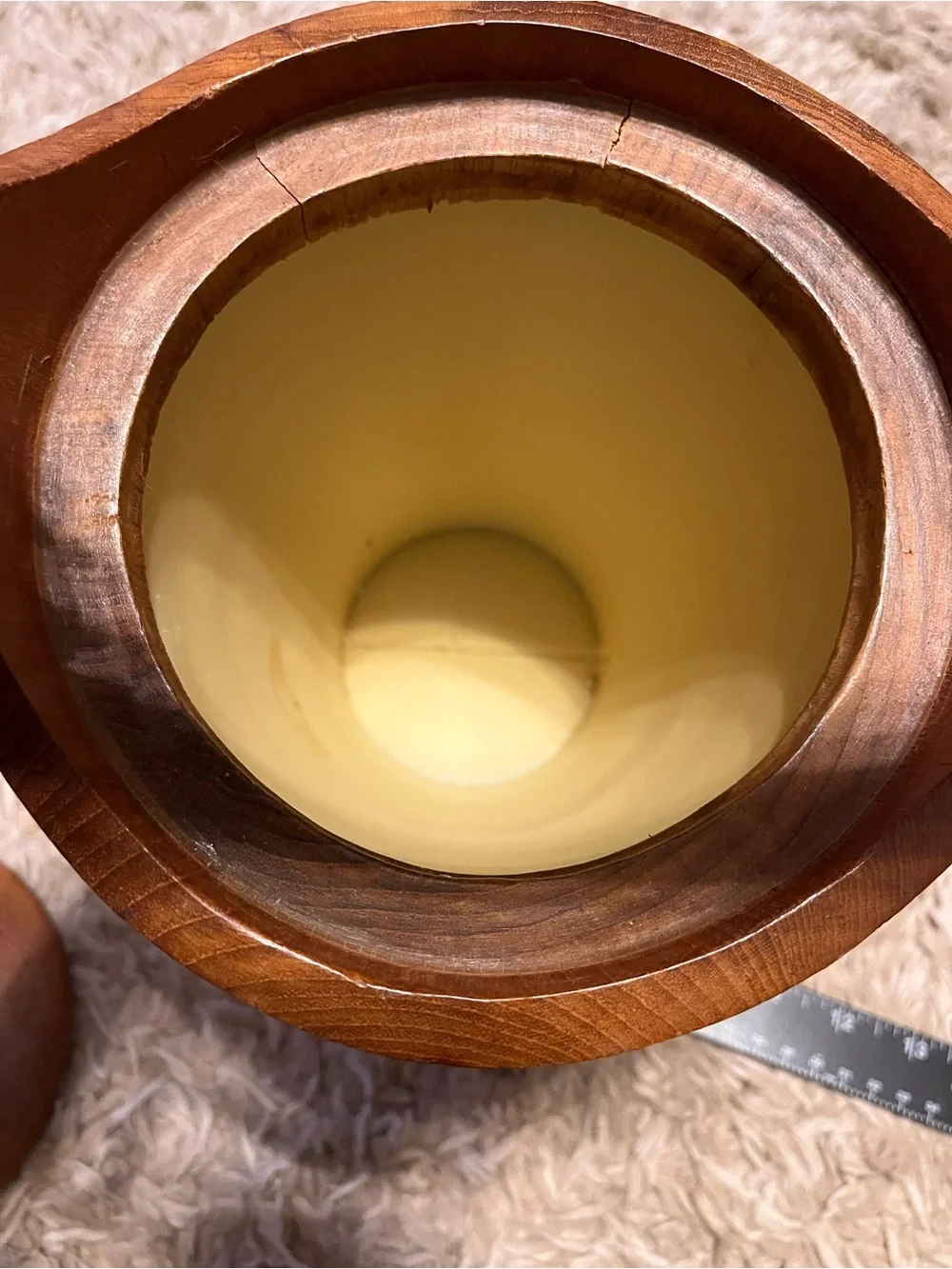 Vintage Mid-Century Modern Genuine Teak Wood Lg Ice Bucket Lid 15” MCM Thailand